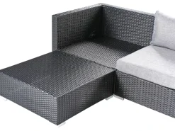 Hot Beliani Set di divani angolari da giardino 4 posti SANO Rattan sintetico (PE) Nero Grigio Nero