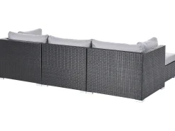 Hot Beliani Set di divani angolari da giardino 4 posti SANO Rattan sintetico (PE) Nero Grigio Nero