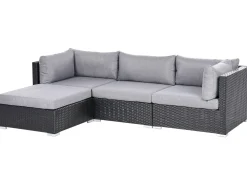 Hot Beliani Set di divani angolari da giardino 4 posti SANO Rattan sintetico (PE) Nero Grigio Nero