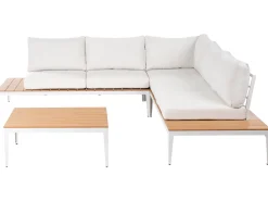 Clearance Beliani Set di divani angolari da giardino 5 posti POSITANO Bianco sporco Bianco Marrone