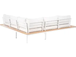 Clearance Beliani Set di divani angolari da giardino 5 posti POSITANO Bianco sporco Bianco Marrone