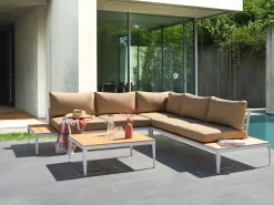 Clearance Beliani Set di divani angolari da giardino 5 posti POSITANO Marrone chiaro Bianco Marrone Marrone