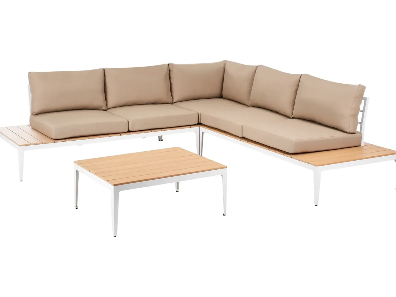 Clearance Beliani Set di divani angolari da giardino 5 posti POSITANO Marrone chiaro Bianco Marrone Marrone