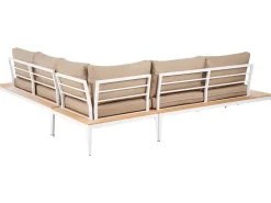 Clearance Beliani Set di divani angolari da giardino 5 posti POSITANO Marrone chiaro Bianco Marrone Marrone