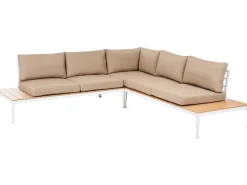 Clearance Beliani Set di divani angolari da giardino 5 posti POSITANO Marrone chiaro Bianco Marrone Marrone