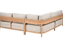 Best Beliani Set di divani angolari da giardino 5 posti SAMPIERI Lato Sinistro Metallo Marrone chiaro Beige Marrone