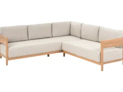 Best Beliani Set di divani angolari da giardino 5 posti SAMPIERI Lato Sinistro Metallo Marrone chiaro Beige Marrone
