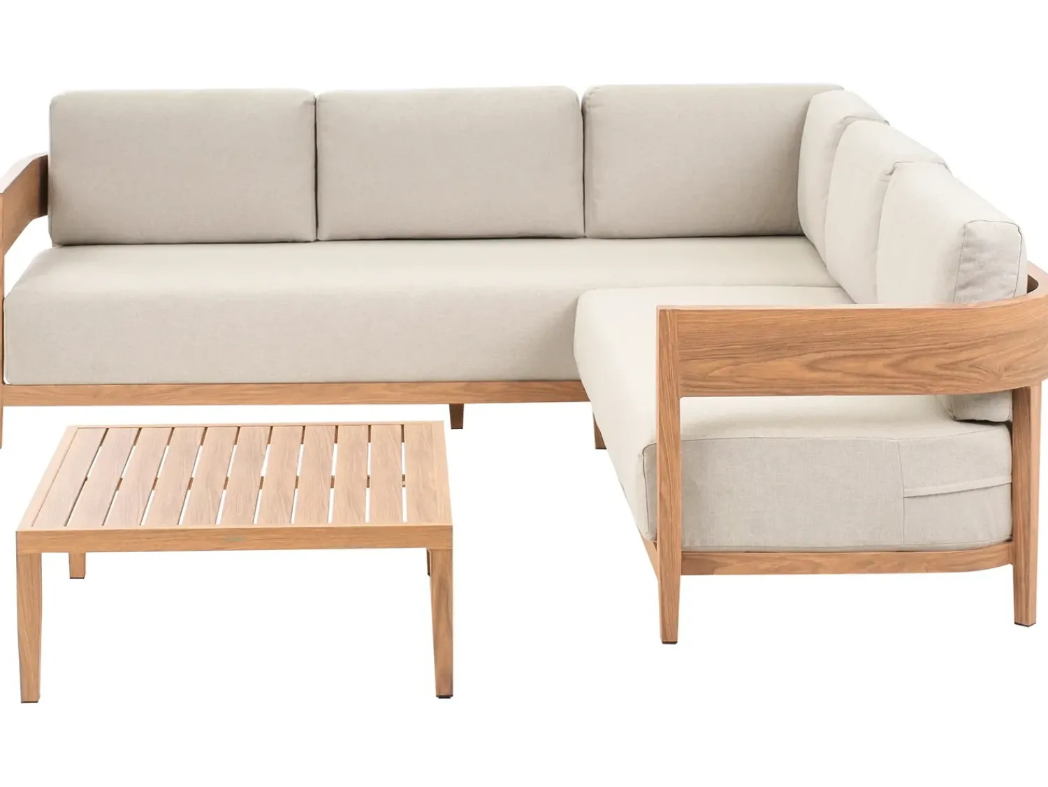 Best Beliani Set di divani angolari da giardino 5 posti SAMPIERI Lato Sinistro Metallo Marrone chiaro Beige Marrone