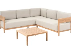 Best Beliani Set di divani angolari da giardino 5 posti SAMPIERI Lato Sinistro Metallo Marrone chiaro Beige Marrone