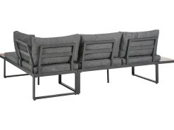 New Beliani Set di divani angolari da giardino 4 posti PIENZA Lato Sinistro Marrone chiaro/Grigio Marrone Grigio Nero