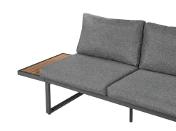 New Beliani Set di divani angolari da giardino 4 posti PIENZA Lato Sinistro Marrone chiaro/Grigio Marrone Grigio Nero