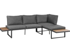New Beliani Set di divani angolari da giardino 4 posti PIENZA Lato Sinistro Marrone chiaro/Grigio Marrone Grigio Nero