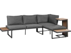 New Beliani Set di divani angolari da giardino 4 posti PIENZA Lato Sinistro Marrone chiaro/Grigio Marrone Grigio Nero
