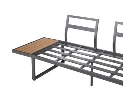 New Beliani Set di divani angolari da giardino 4 posti PIENZA Lato Sinistro Marrone chiaro/Grigio Marrone Grigio Nero