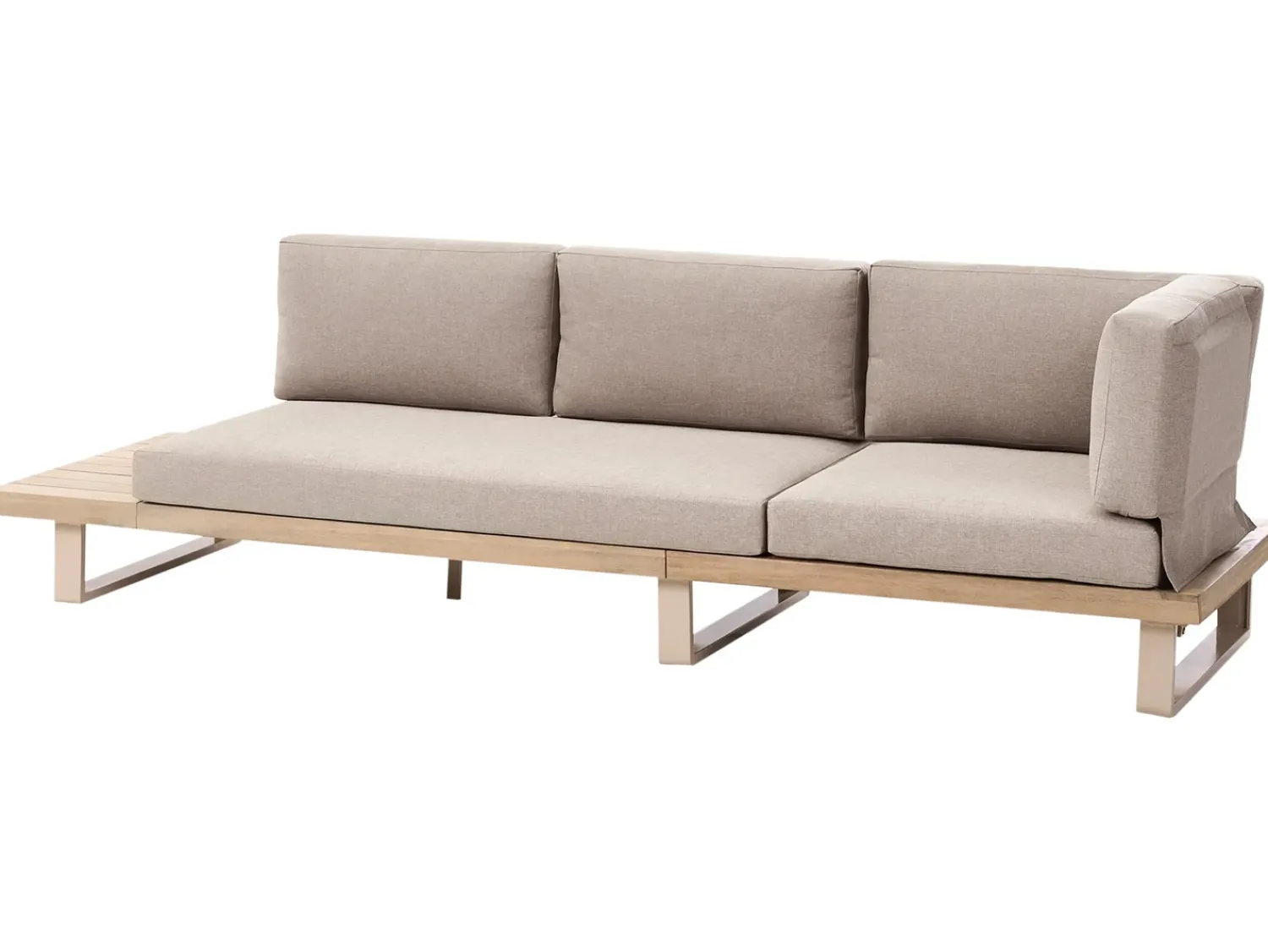 Discount Beliani Set di divani angolari da giardino 5 posti MYKONOS Lato destro Legno di acacia certificato Tortora Beige Marrone