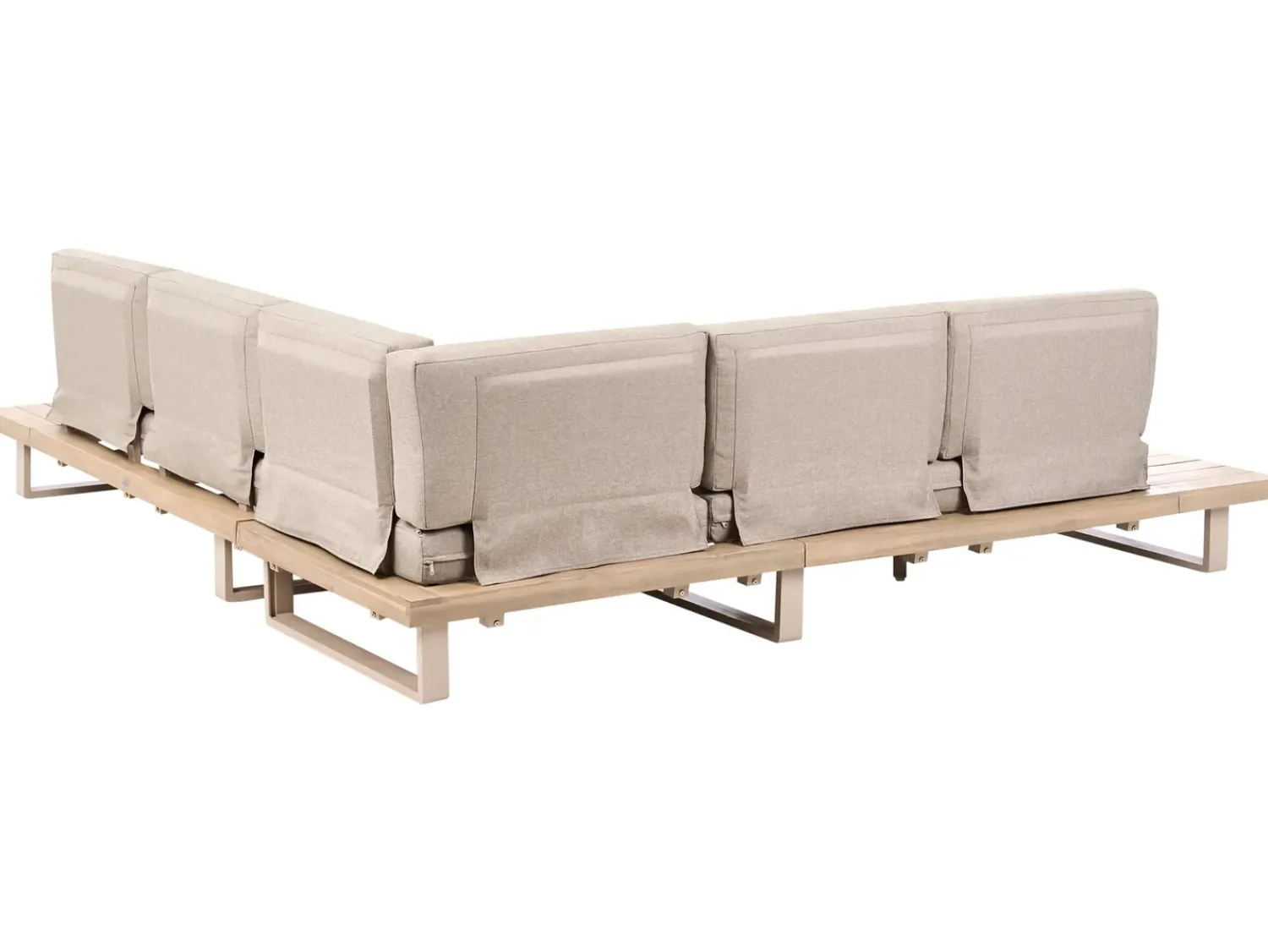 Discount Beliani Set di divani angolari da giardino 5 posti MYKONOS Lato destro Legno di acacia certificato Tortora Beige Marrone