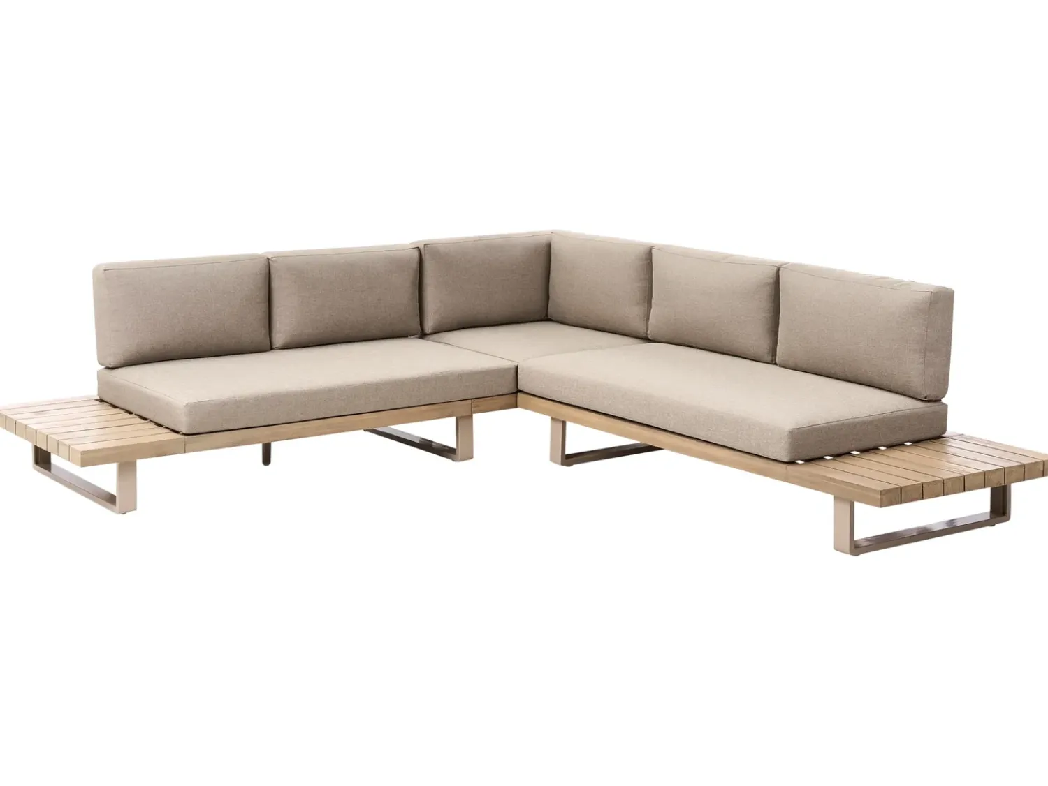 Discount Beliani Set di divani angolari da giardino 5 posti MYKONOS Lato destro Legno di acacia certificato Tortora Beige Marrone