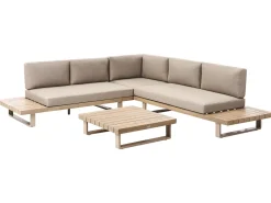Discount Beliani Set di divani angolari da giardino 5 posti MYKONOS Lato destro Legno di acacia certificato Tortora Beige Marrone