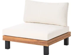 Best Beliani Set di divani angolari da giardino 5 posti FRAZZANO Legno di acacia certificato Bianco sporco Bianco Marrone