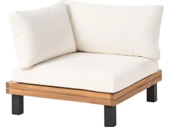 Best Beliani Set di divani angolari da giardino 5 posti FRAZZANO Legno di acacia certificato Bianco sporco Bianco Marrone