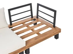 Best Beliani Set di divani angolari da giardino 5 posti FRAZZANO Legno di acacia certificato Bianco sporco Bianco Marrone