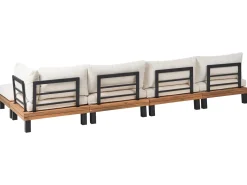 Best Beliani Set di divani angolari da giardino 5 posti FRAZZANO Legno di acacia certificato Bianco sporco Bianco Marrone