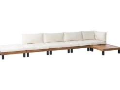 Best Beliani Set di divani angolari da giardino 5 posti FRAZZANO Legno di acacia certificato Bianco sporco Bianco Marrone