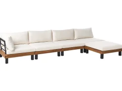 Best Beliani Set di divani angolari da giardino 5 posti FRAZZANO Legno di acacia certificato Bianco sporco Bianco Marrone