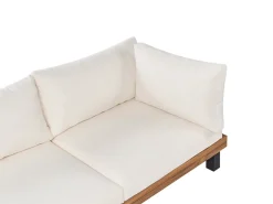Best Beliani Set di divani angolari da giardino 5 posti FRAZZANO Legno di acacia certificato Bianco sporco Bianco Marrone