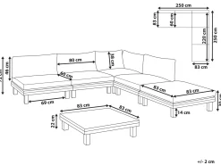 Best Beliani Set di divani angolari da giardino 5 posti FRAZZANO Legno di acacia certificato Bianco sporco Bianco Marrone