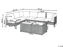 Best Beliani Set di divani angolari da giardino 6 posti OMEGANA Modulare Rattan sintetico (PE) Beige chiaro Beige Nero