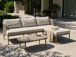 Online Beliani Set di divani angolari da giardino 3 posti LEFFE Metallo Beige