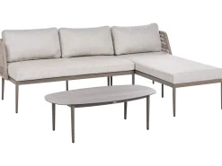 Online Beliani Set di divani angolari da giardino 3 posti LEFFE Metallo Beige