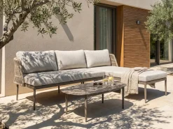 Online Beliani Set di divani angolari da giardino 3 posti LEFFE Metallo Beige