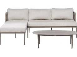 Discount Beliani Set di divani angolari da giardino 3 posti LEFFE Metallo Beige