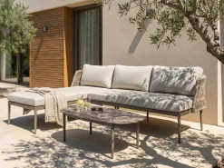 Discount Beliani Set di divani angolari da giardino 3 posti LEFFE Metallo Beige