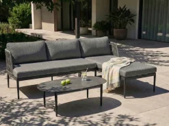 Beliani Set di divani angolari da giardino 3 posti LEFFE Metallo Grigio