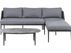 Beliani Set di divani angolari da giardino 3 posti LEFFE Metallo Grigio