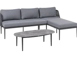 Beliani Set di divani angolari da giardino 3 posti LEFFE Metallo Grigio