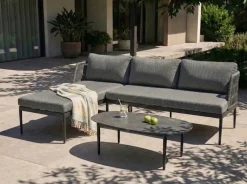 Online Beliani Set di divani angolari da giardino 3 posti LEFFE Metallo Grigio