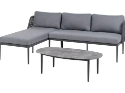 Online Beliani Set di divani angolari da giardino 3 posti LEFFE Metallo Grigio