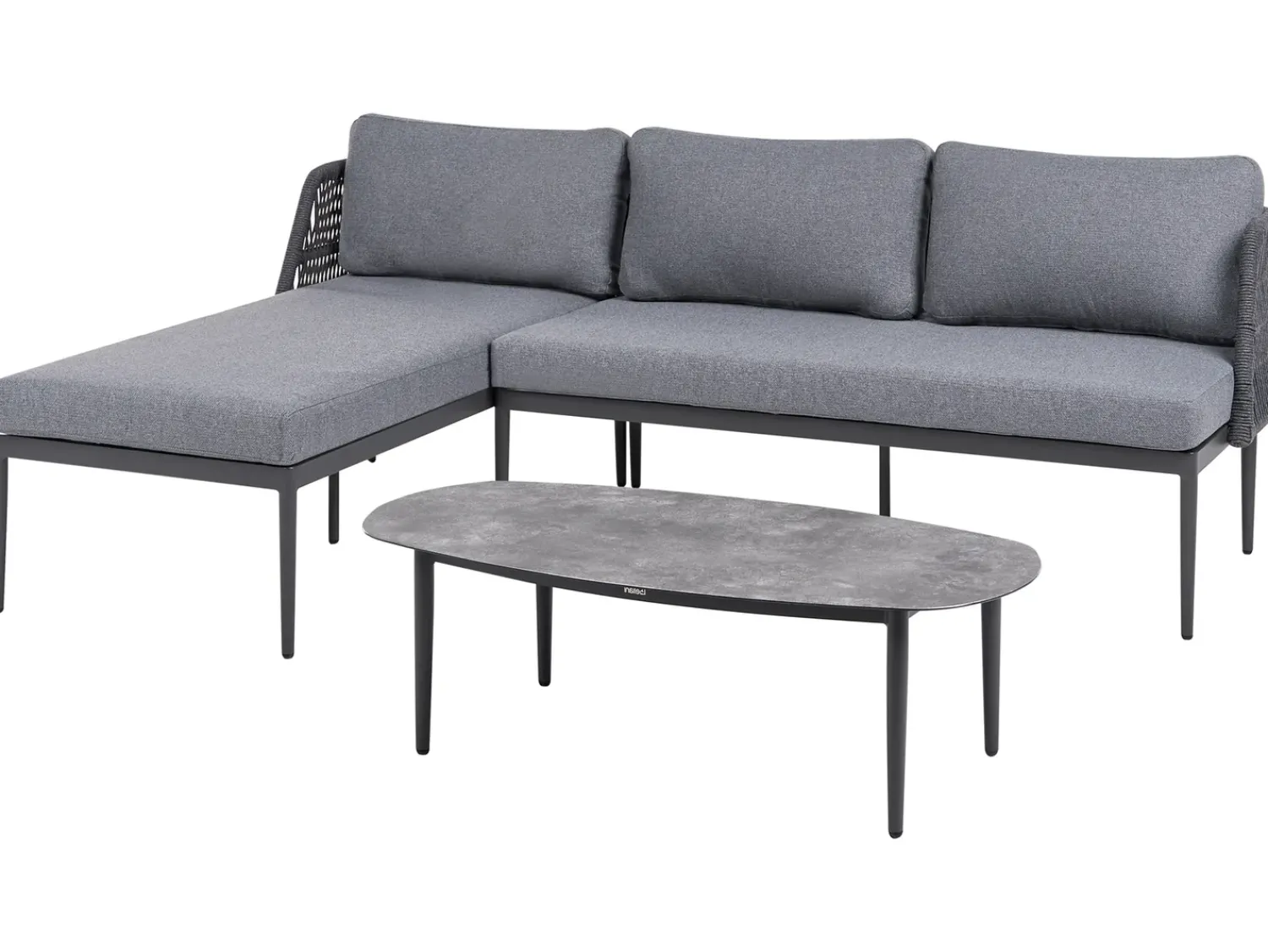 Online Beliani Set di divani angolari da giardino 3 posti LEFFE Metallo Grigio