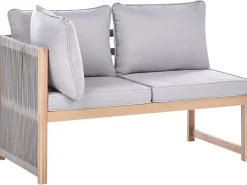 Online Beliani Set di divani angolari da giardino 3 posti ARABBA Lato Sinistro Legno di acacia certificato Grigio Marrone Grigio