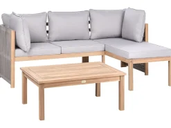 Online Beliani Set di divani angolari da giardino 3 posti ARABBA Lato Sinistro Legno di acacia certificato Grigio Marrone Grigio