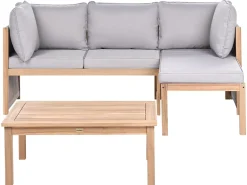 Online Beliani Set di divani angolari da giardino 3 posti ARABBA Lato Sinistro Legno di acacia certificato Grigio Marrone Grigio