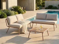 Discount Beliani Set di divani angolari da giardino 4 posti CACCAMO Beige Beige Marrone