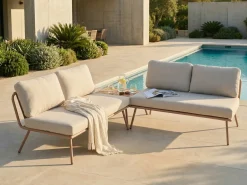Discount Beliani Set di divani angolari da giardino 4 posti CACCAMO Beige Beige Marrone