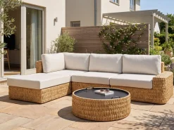 Sale Beliani Set di divani angolari da giardino 4 posti OLIVERI Rattan sintetico (PE) Beige Beige Naturale