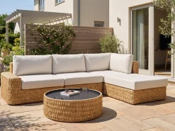 New Beliani Set di divani angolari da giardino 4 posti OLIVERI Rattan sintetico (PE) Beige Beige Naturale