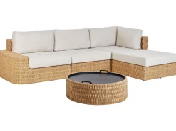 New Beliani Set di divani angolari da giardino 4 posti OLIVERI Rattan sintetico (PE) Beige Beige Naturale
